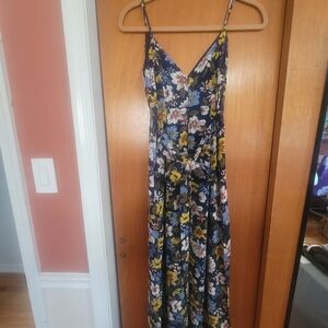 Forever 21 Navy Floral Maxi Dress with Yellow & Pink Blossoms